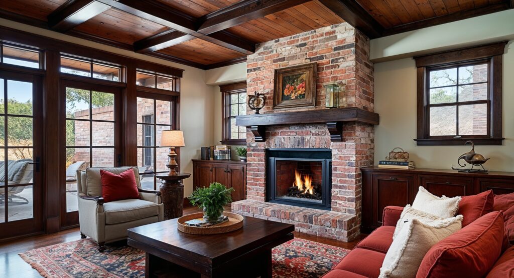 Red Brick Fireplace Makeover Ideas to Update Your Home, Red Brick Fireplace Makeover Ideas | How to update a red brick fireplace | How to modernize a red brick fireplace | What color looks good on a red brick fireplace | 20 Ideas for updating your red brick fireplace - at Six Clever Sisters!